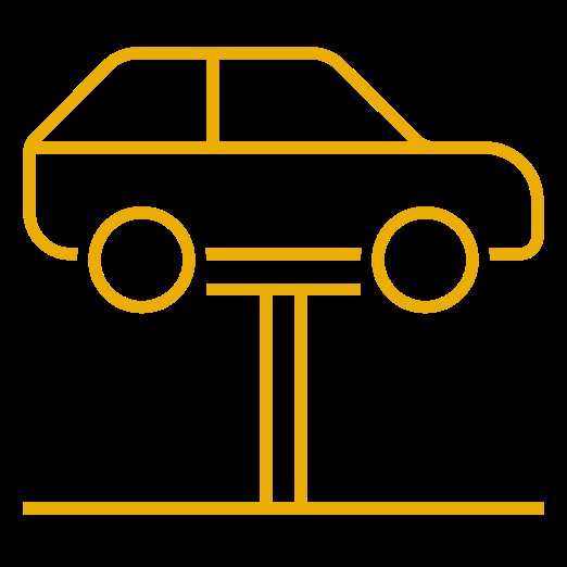 Werkzeug und Hebebühne in einer klassischen Auto-Werkstatt
